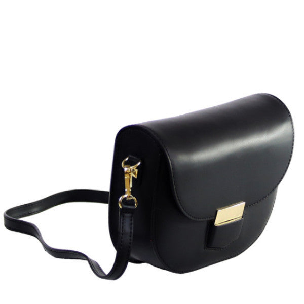Lia black leather crossbody bag - ELEARIA