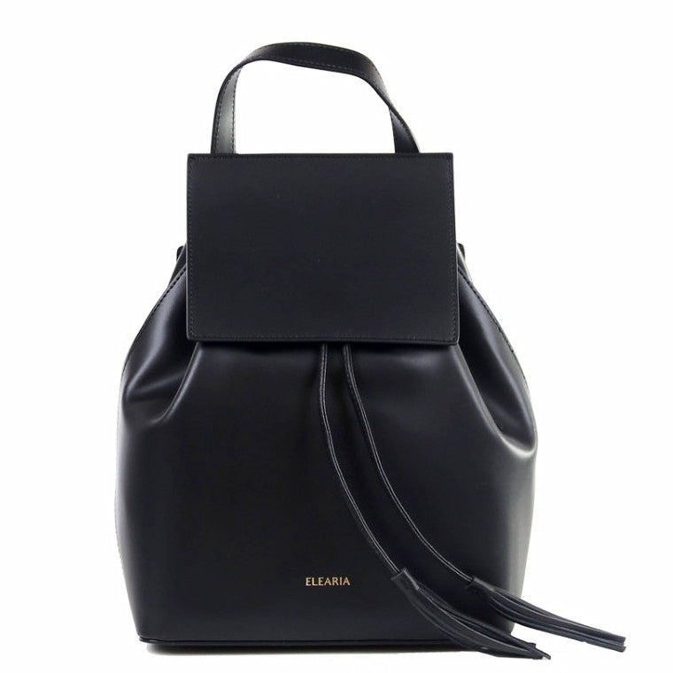 Gia black leather backpack - ELEARIA