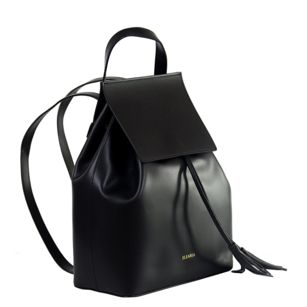 Gia black leather backpack - ELEARIA