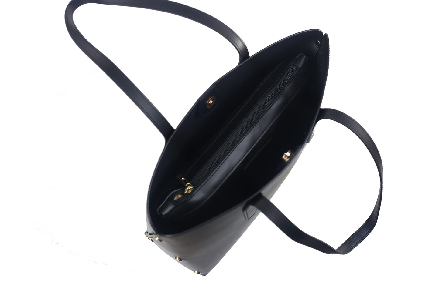 Gavriella black studded leather shopper bag - ELEARIA